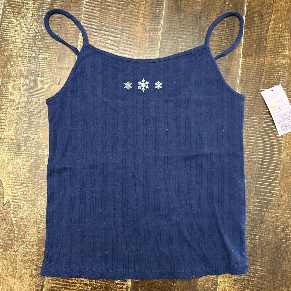 Wild Fable Navy Blue Cami Tank Top with Snowflake Design